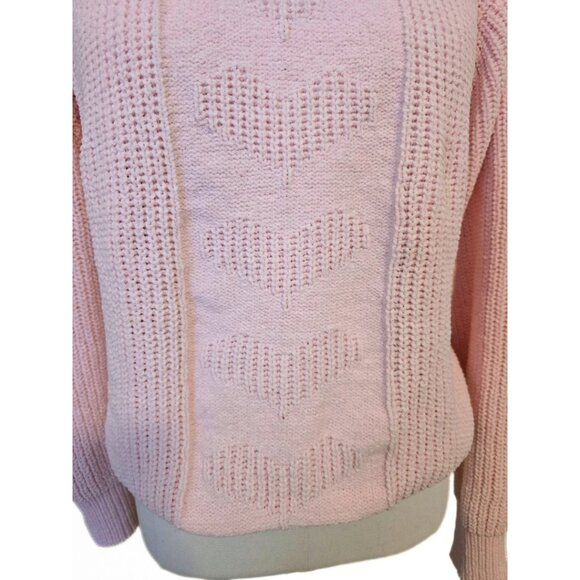 Pastel Pink Heart Motif Knit Sweater Pullover Soft Coquette Fairy Size L - Picture 6 of 10